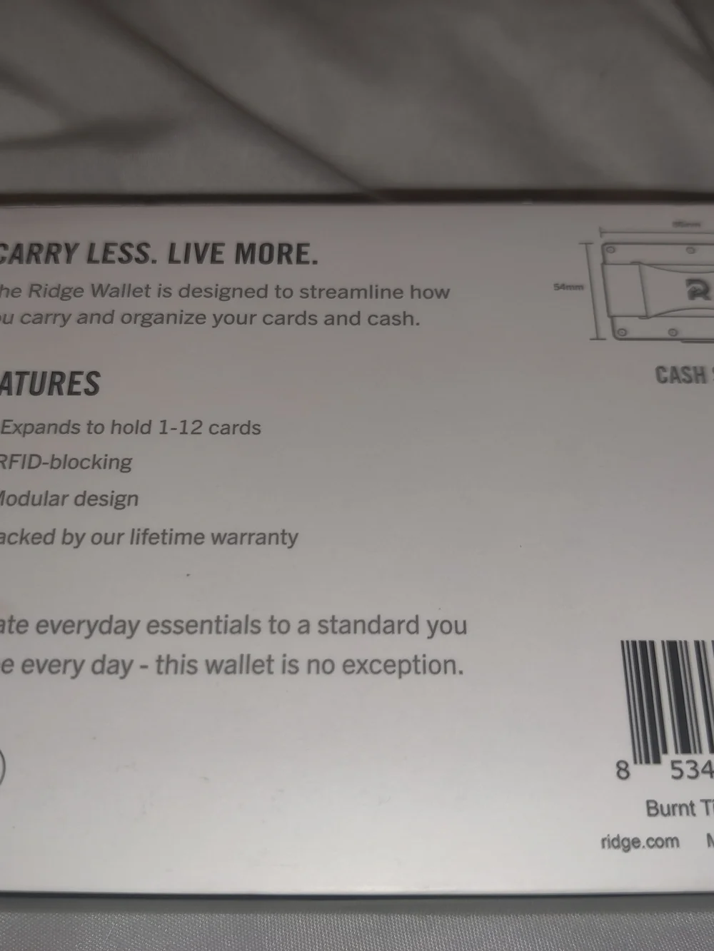 The Ridge RFID Block Men's Wallet W/$$ Strap Burnt Titanium(Has A Few Scratches)
